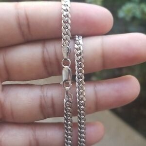 Sterling Silver 925 Rhodium Miami Curb chain
